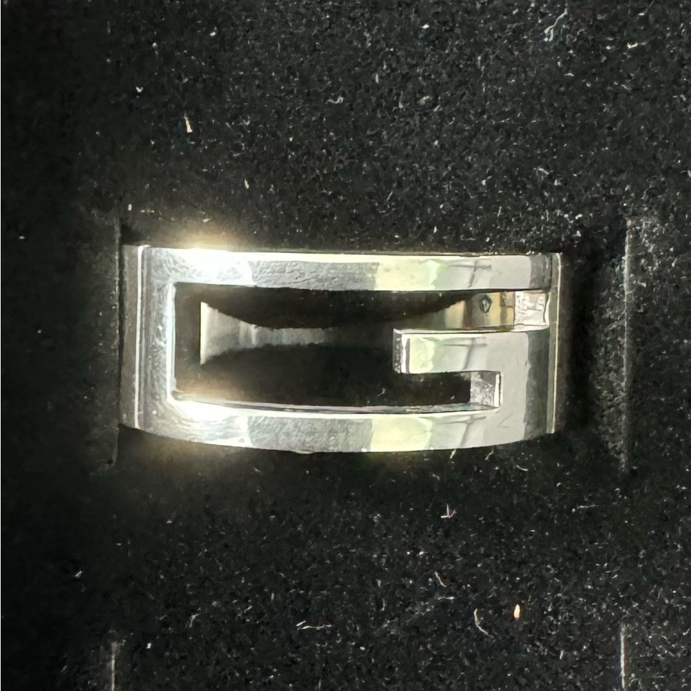 GUCCI RING BRANDED CUTOUT G SILVER925  size 7